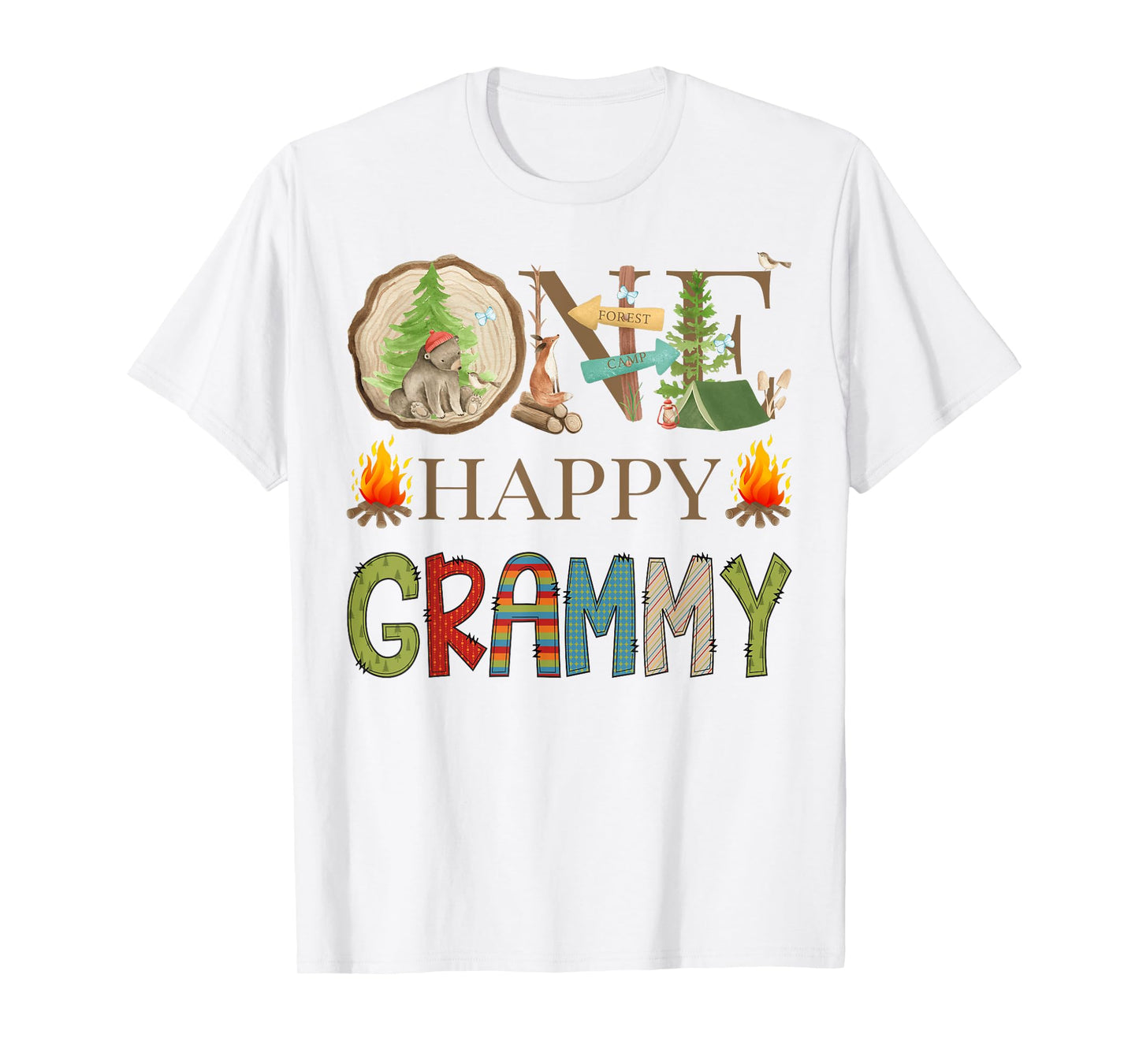One Happy Grammy Camper First Birthday Camping Bear T-Shirt