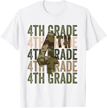 Camo Team 4th Grade Squad Back To School Teacher Kids Boys T-Shirt