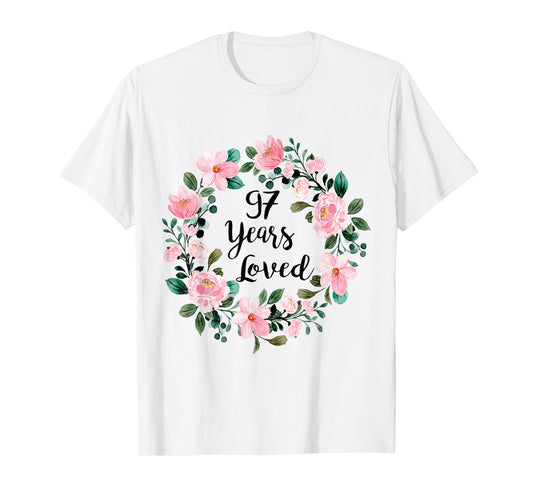 97 Years Loved Men Women 97 Years Old Cool 97th Birthday T-Shirt