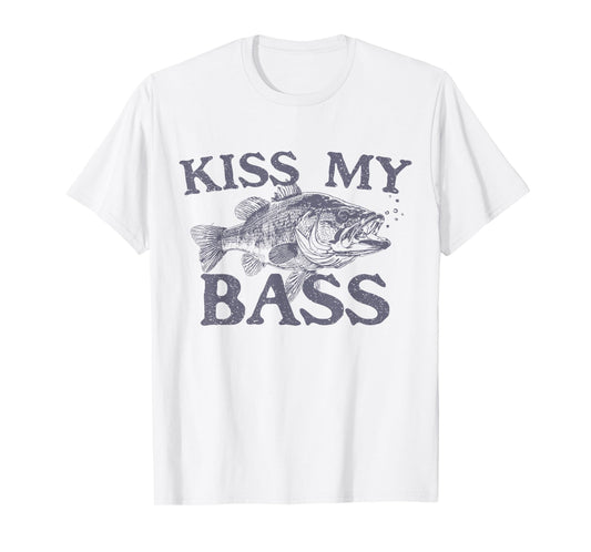 Vintage Kiss My-Bass Fishing Lover Bass Fisher Womens Mens T-Shirt