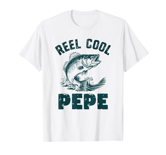 Reel Cool Pepe Fishing Grandpa Vintage Style T-Shirt