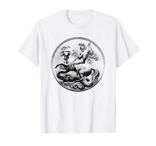 Vintage Saint George Slaying The Dragon Hagiography T-Shirt