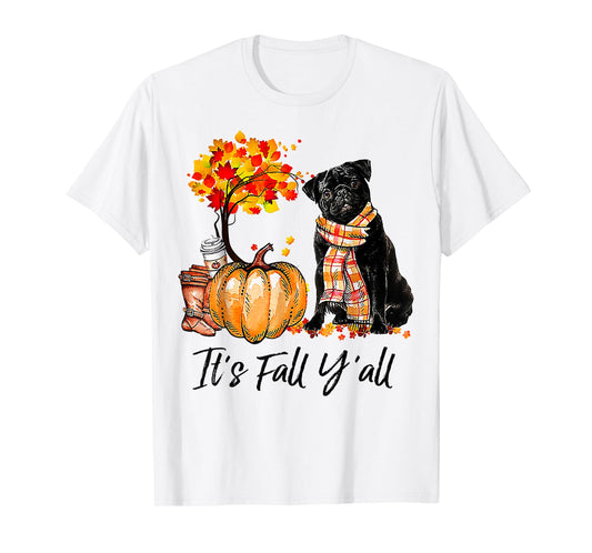 It's Fall Y'all Pug Pumpkin Dog Autumn Halloween T-Shirt for Men Women