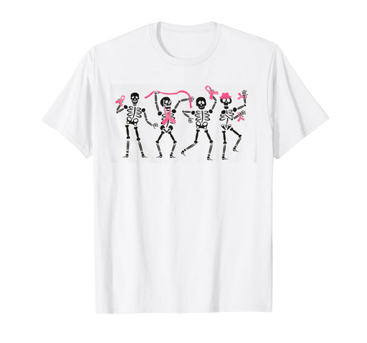 Pink Ribbon Breast Cancer Awareness Skeleton Women Men Kids T-Shirt