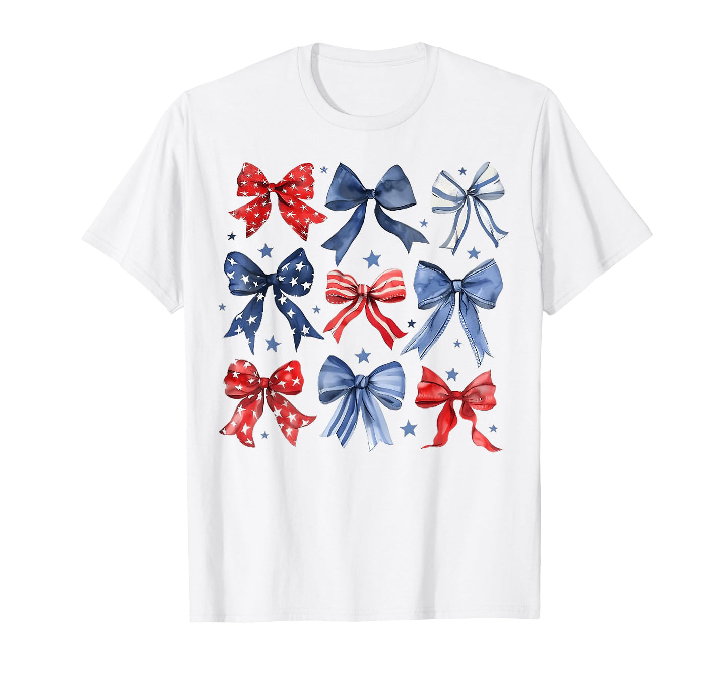 4th Of July America Patriotic bow ribbon T-Shirt for Women Girls Kids Men