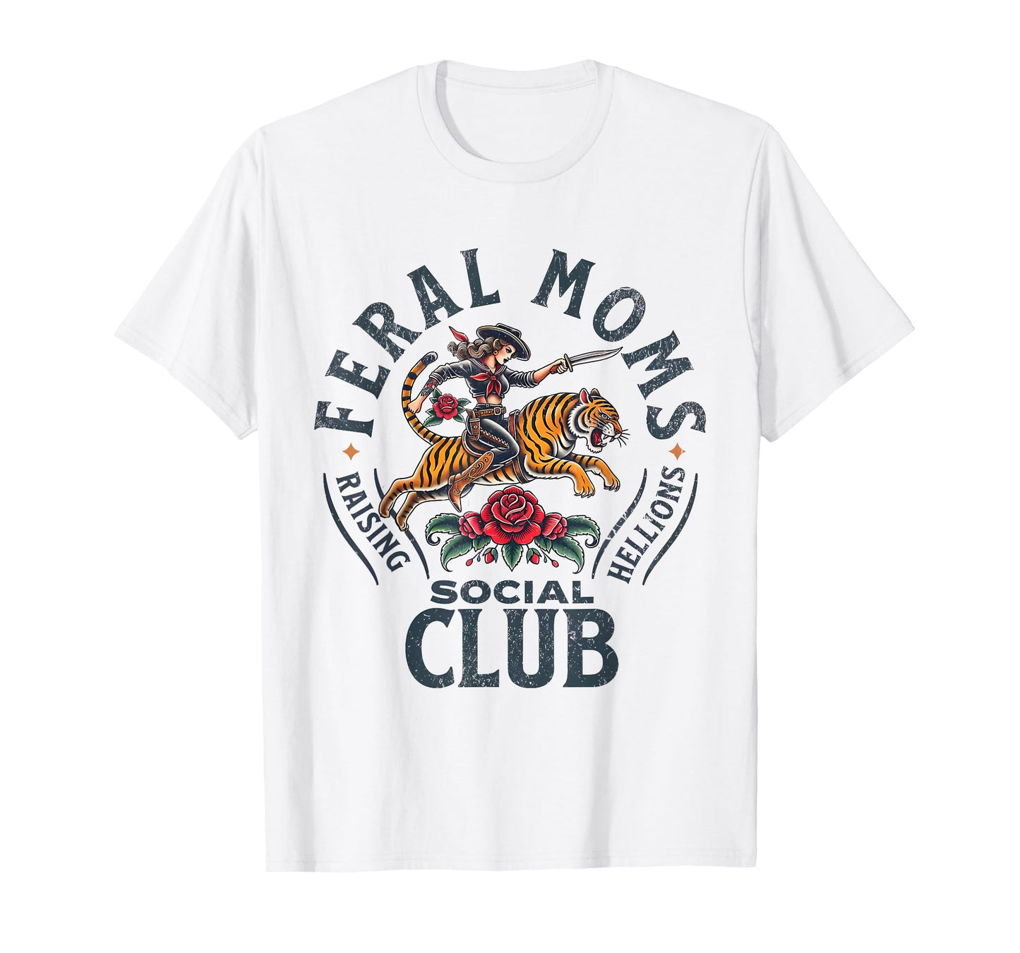 Retro Feral Moms Social Club Sarcastic Saying Mothers T-Shirt