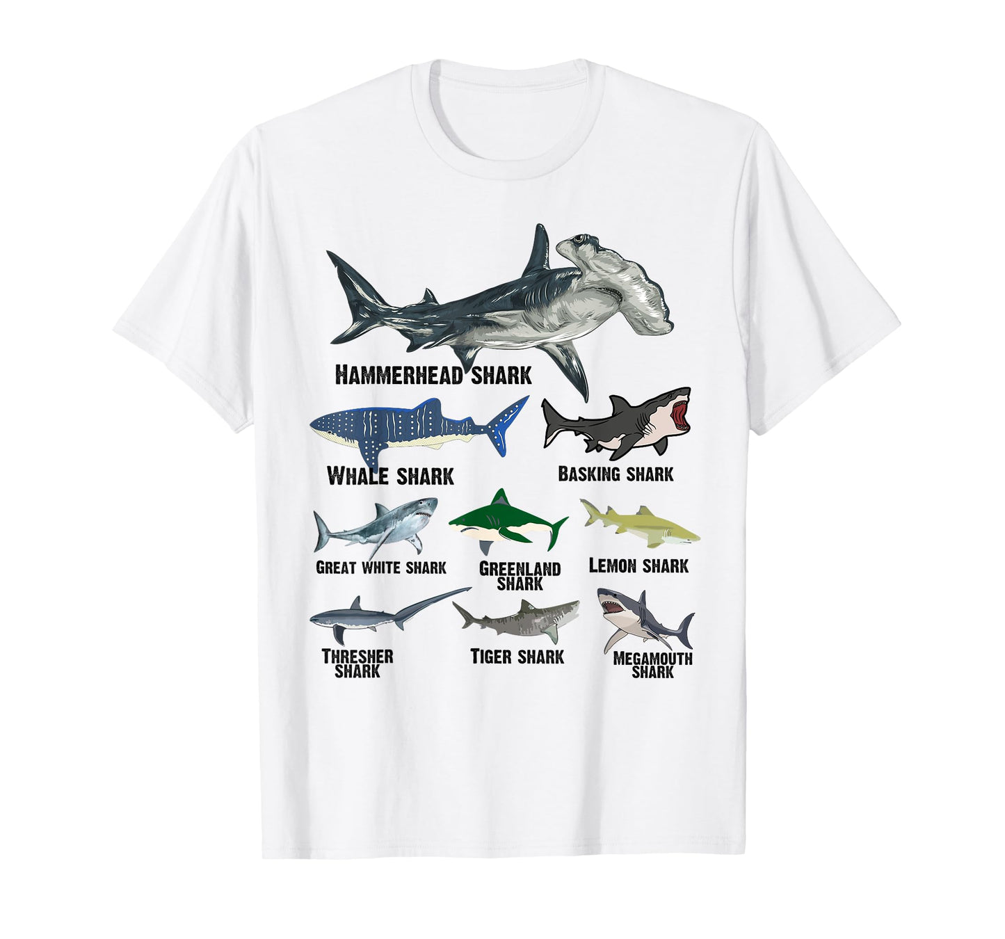 Types of Sharks 2025 Ocean Wildlife Week Educational Shark T-Shirt
