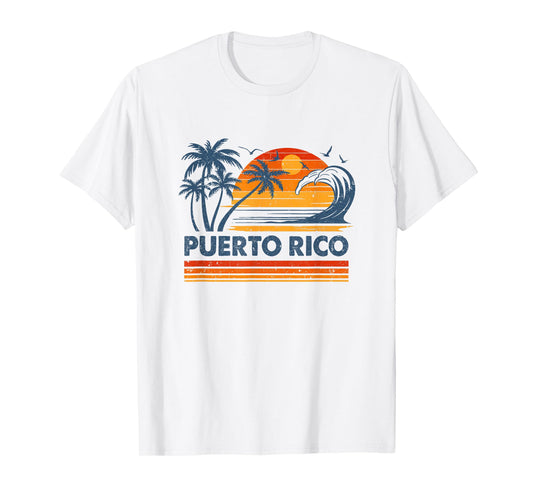 Puerto Rico Vacation Sunset Cute 70S Vintage Retro Beach T-Shirt