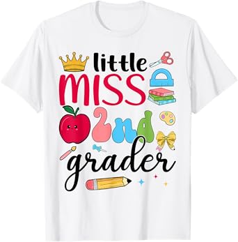 Little Miss 2nd Grader 2nd Day Of School Second Grade Girls T-Shirt