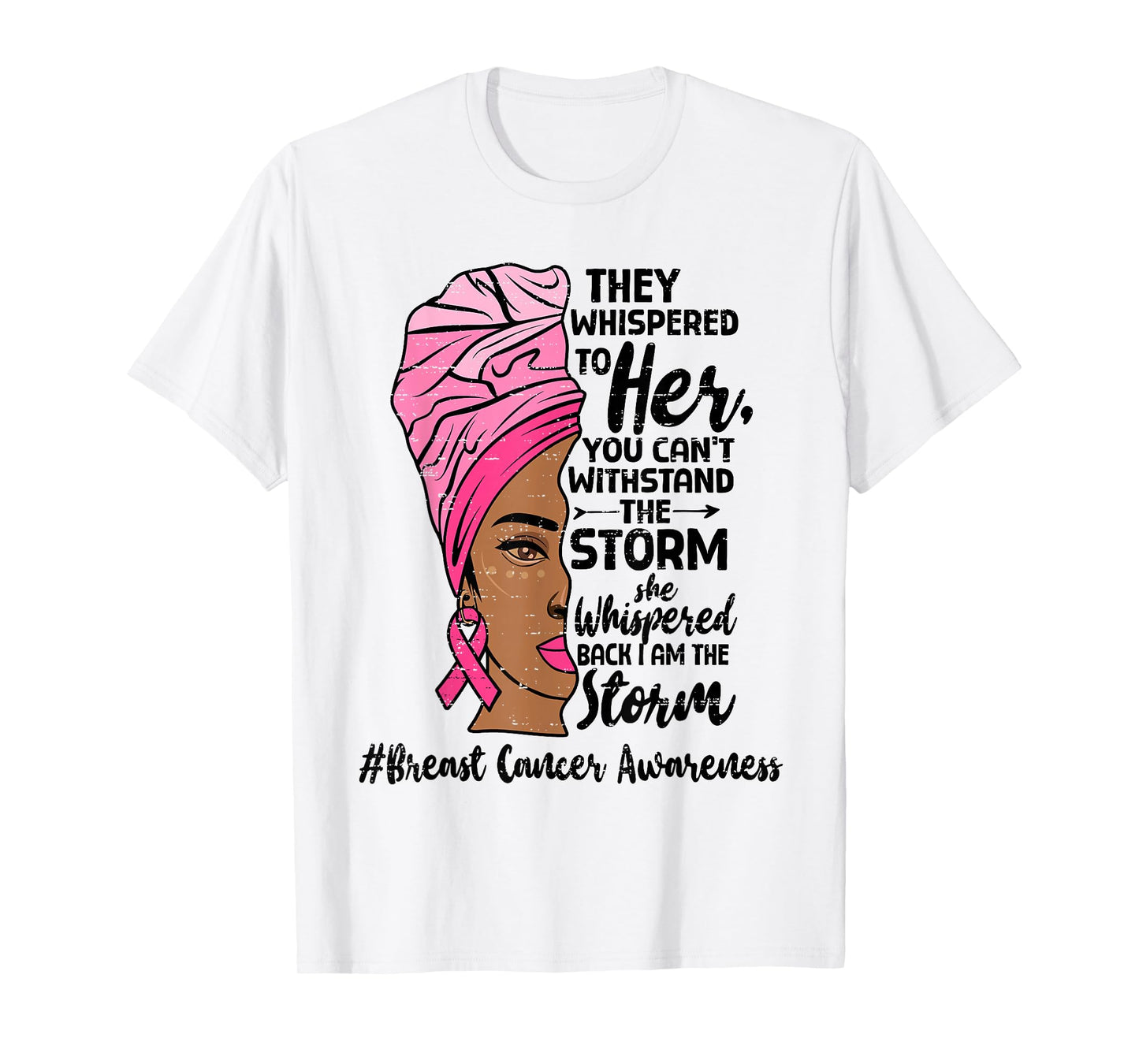 African American Breast Cancer Awareness Black Woman Warrior T-Shirt