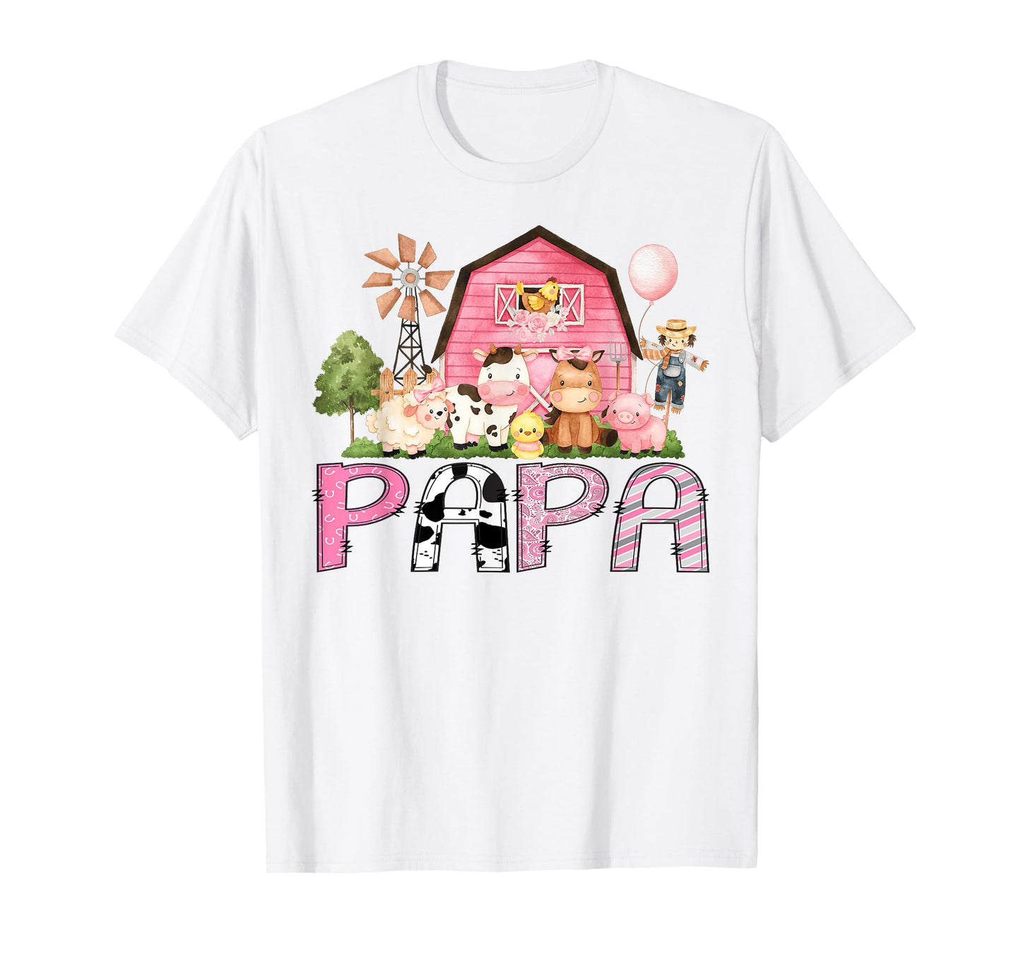 Papa Pink Farm Cow Lover Birthday Girl Matching T-Shirt
