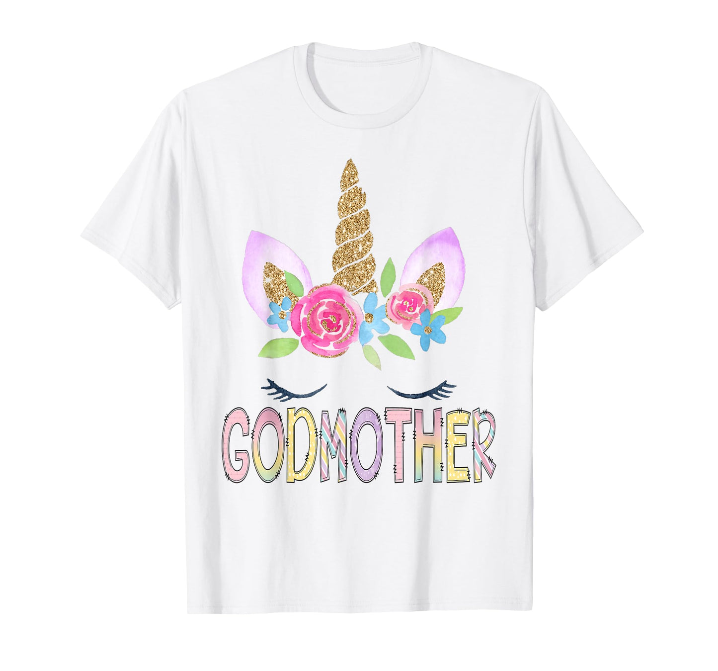 Godmother Unicorn Floral Birthday Girl Family Matching T-Shirt