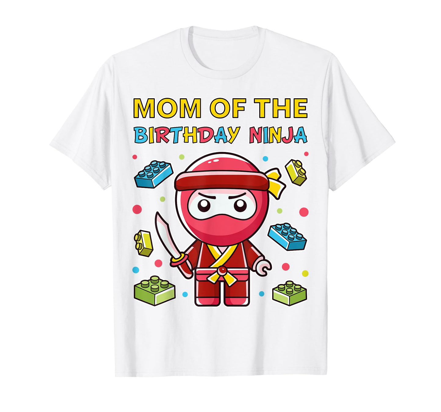 Mom of the Blocks Ninja Birthday Boy Brick Building Kid Boy T-Shirt