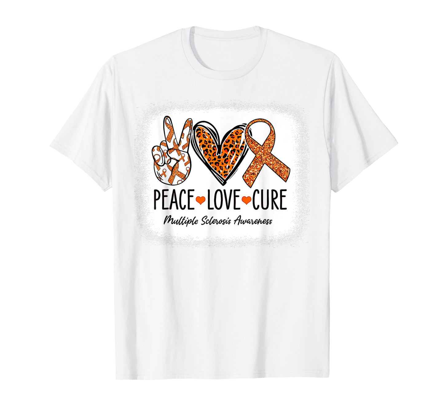 Peace Love Cure Multiple Sclerosis Awareness MS Warrior T-Shirt