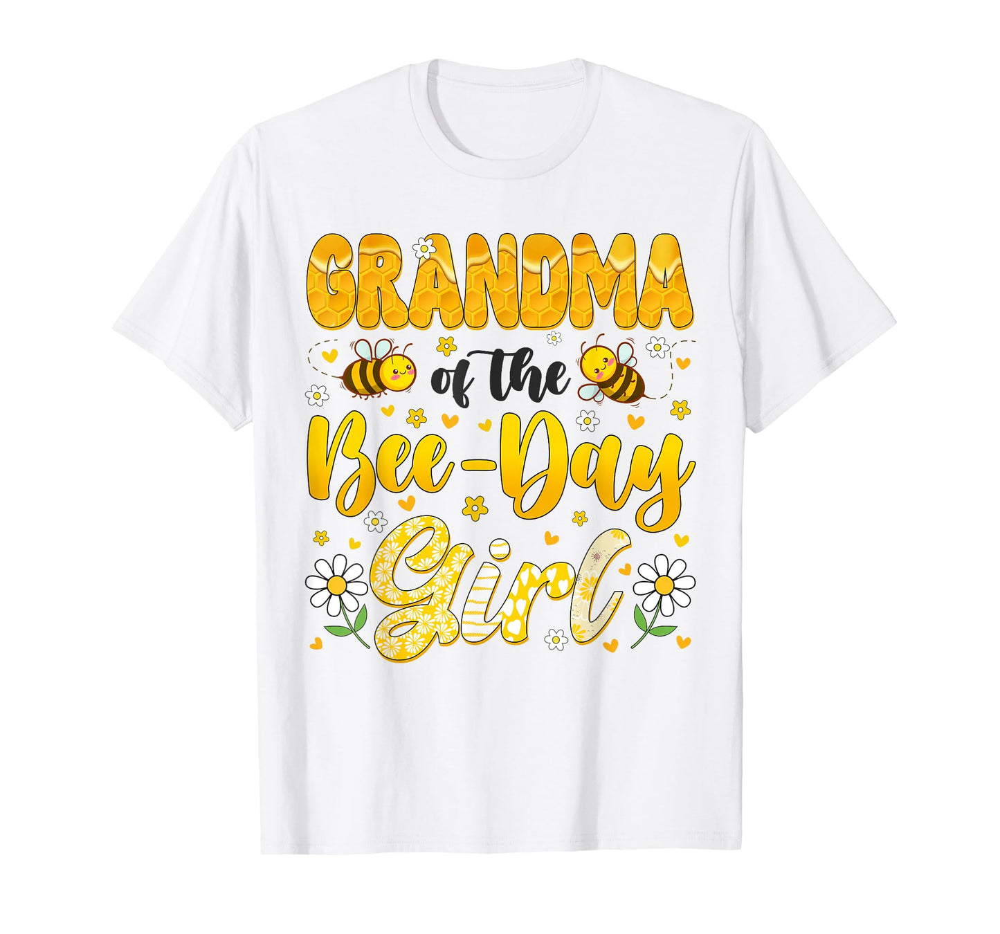 Grandma Of The Bee Day Girl Flower Birthday Family Matching T-Shirt
