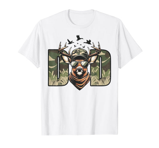 Old School Camo Dad Hunting Camouflage Deer Father's Day T-Shirt