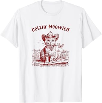 Meowdy Bachelorette Party Cowgirl Cowboy Cat Bridal Squad T-Shirt