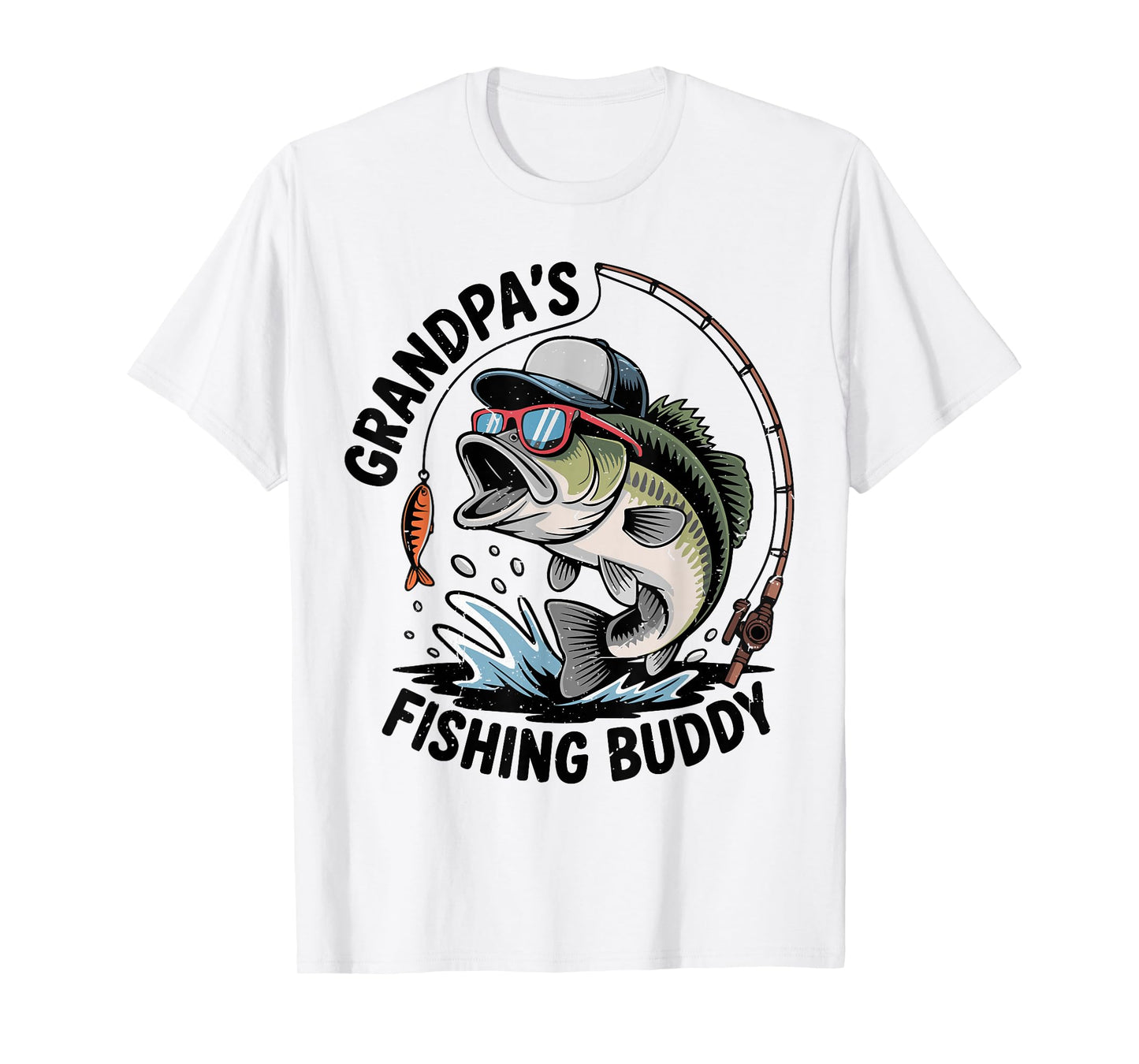 Toddler Boy Grandpa Fishing Buddy Funny Bass Fisherman Youth T-Shirt