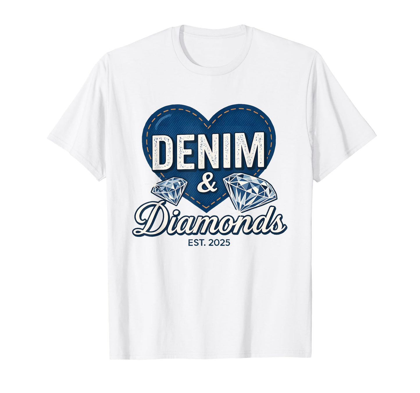 Denim and Diamonds Tee Blue Denim Jeans Outfit for Ladies T-Shirt