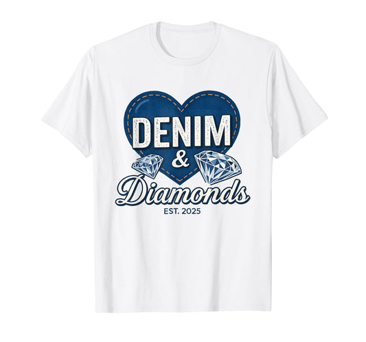 Denim and Diamonds Tee Blue Denim Jeans Outfit for Ladies T-Shirt