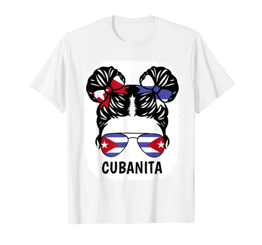 Cubanita Shirt Girl Cuba Flag Cuban Women Hispanic Heritage T-Shirt