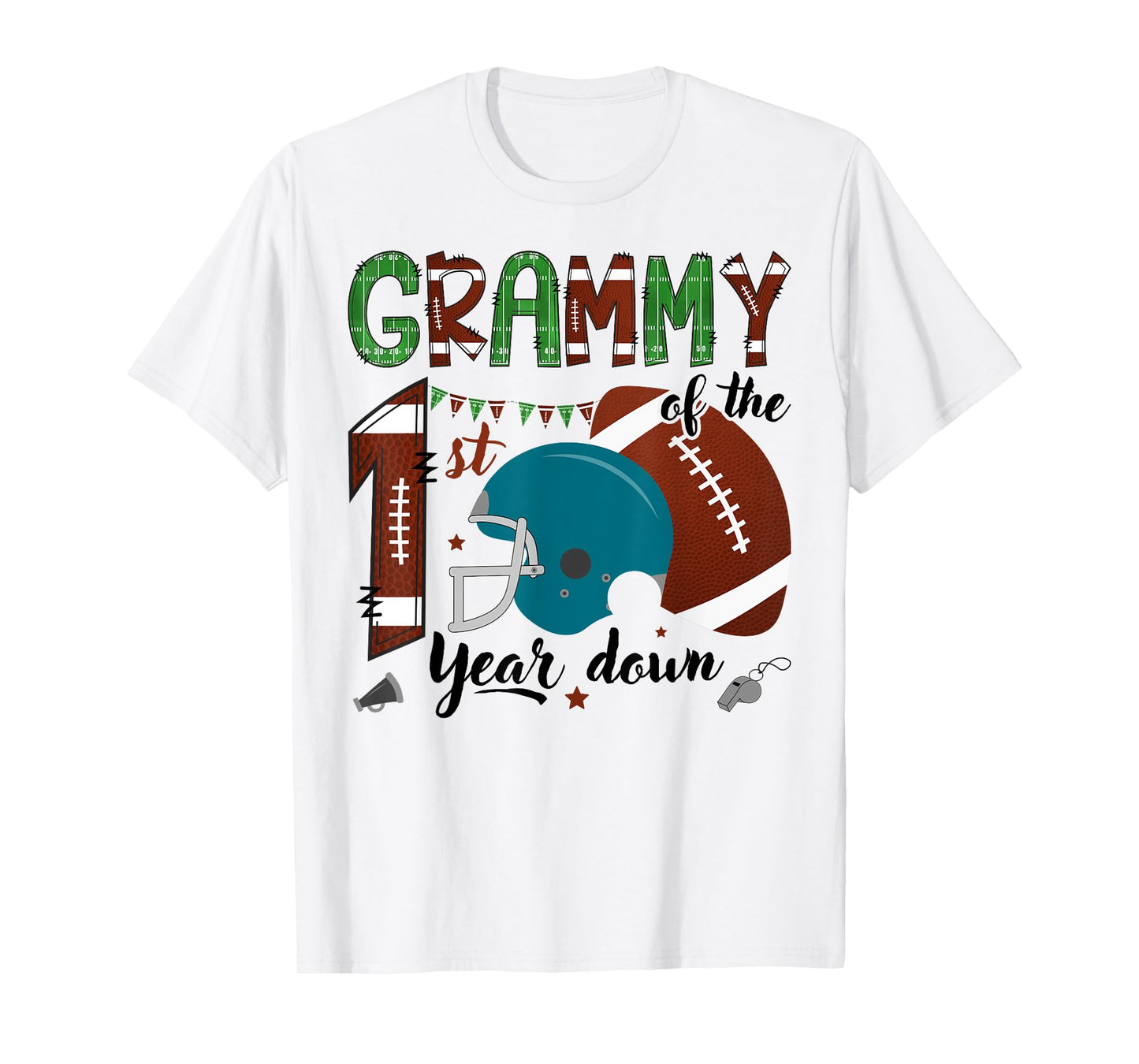 Grammy Of The 1St Year Down Football 1 Year Old Birthday T-Shirt