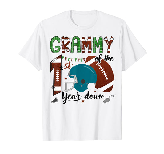 Grammy Of The 1St Year Down Football 1 Year Old Birthday T-Shirt