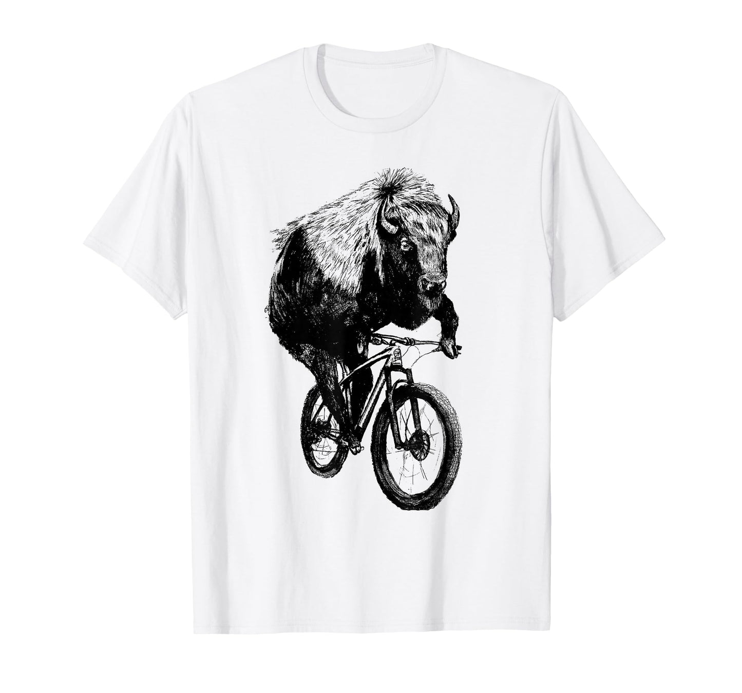 Buffalo on a Bicycle Buffalo Cycling Funny Buffalo Lover T-Shirt
