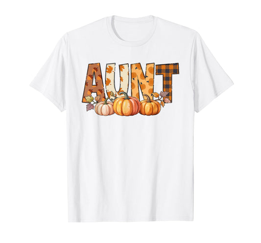 Aunt Fall Pumpkin Leaves Autumn Women’s Seasonal Men Women T-Shirt