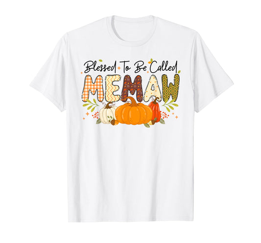Blessed Memaw Pumpkin Fall Autumn Thanksgiving Mom Women T-Shirt