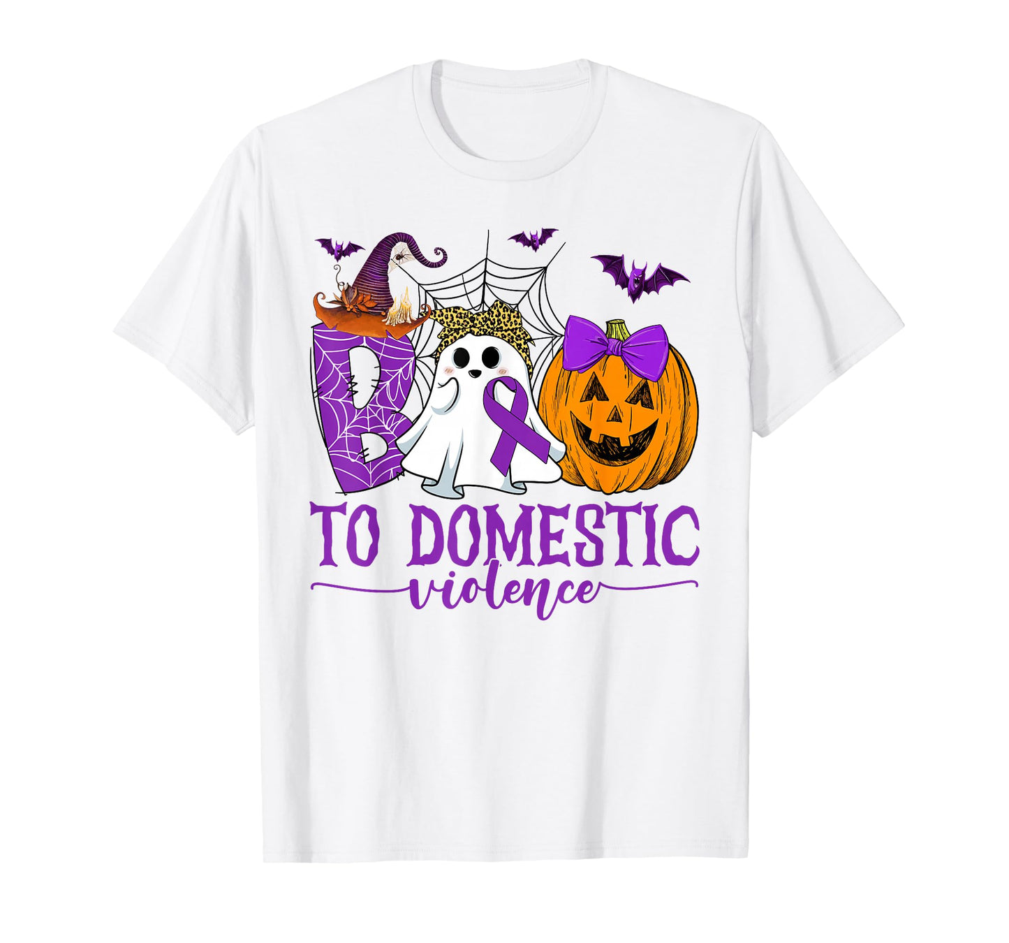 Boo to Domestic Violence Ghost Purple Ribbon Halloween Day T-Shirt