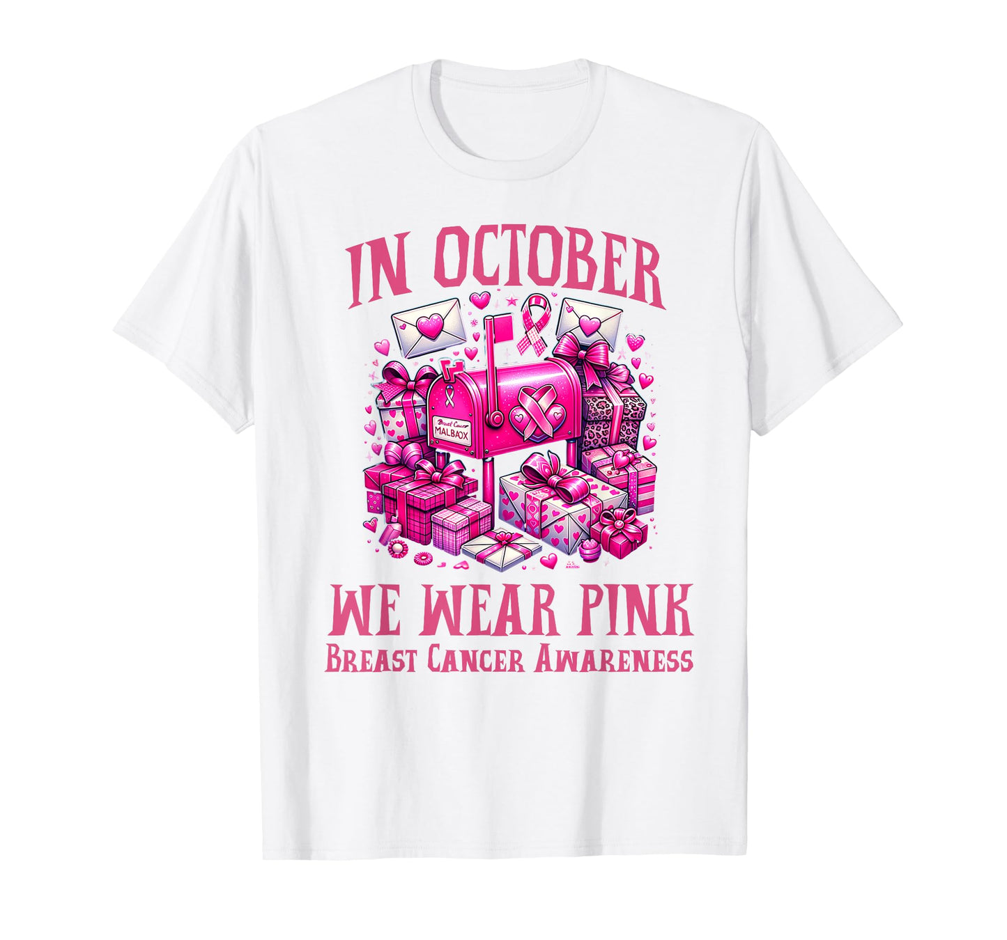 October We Wear Pink Breast Cancer Awareness Postal Worker T-Shirt