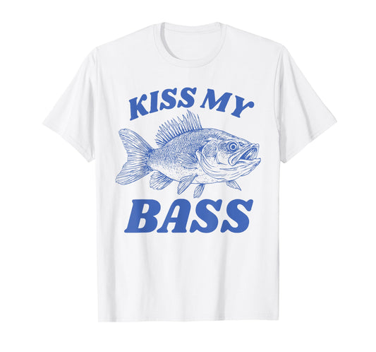 Vintage Kiss My-Bass Fishing Lover Bass Fisher Womens Mens T-Shirt