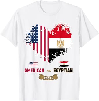 Egypt USA Roots Idea For Women American Egyptian Flag Themed T-Shirt