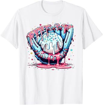 Baseball Drip Boys Glove Ice Cream Drip Youth Sports T-Shirt