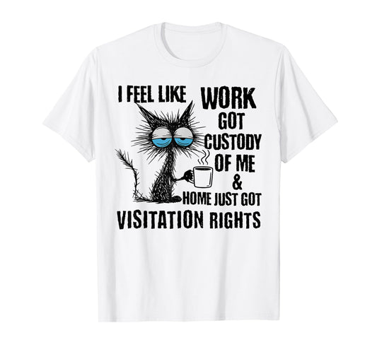 Funny Sarcastic Cat I Feel Like Work Got Custody of Me T-Shirt