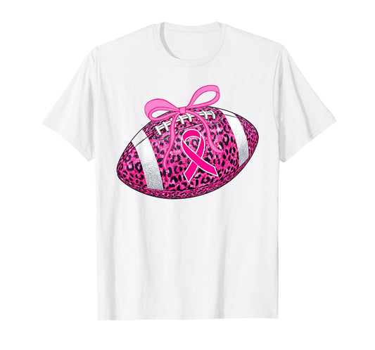 Pink Out Football Breast Cancer Awareness Pink Ribbon T-Shirt