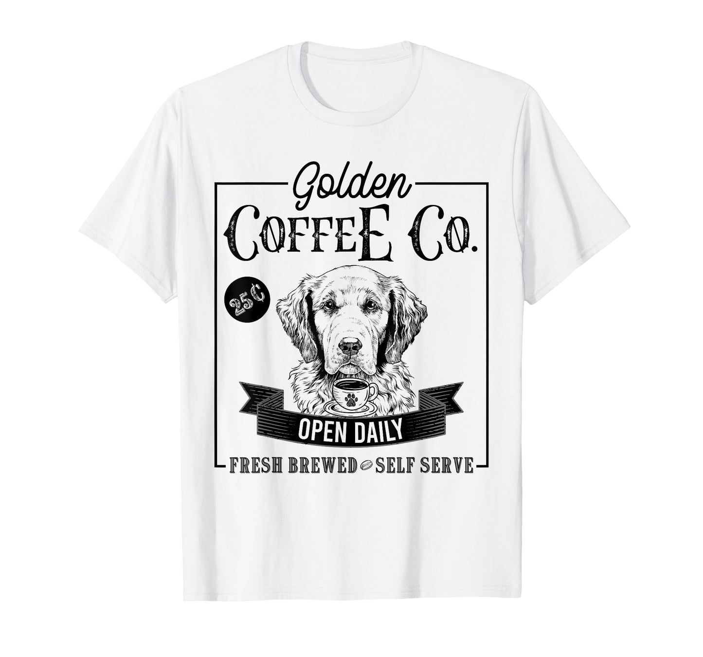 Retro Golden Retriever Coffee Funny Dog Mom Coffee Lover Men Women Girls Kids T-Shirt