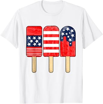 4th of July Popsicle Red White Blue American Flag Patriotic T-Shirt
