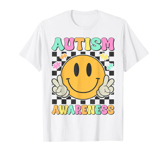 Autism Awareness Kids Men Women Smile Face Autistic Autism T-Shirt