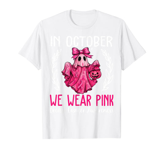 Breast Cancer Awareness Halloween in October We Wear Pink T-Shirt
