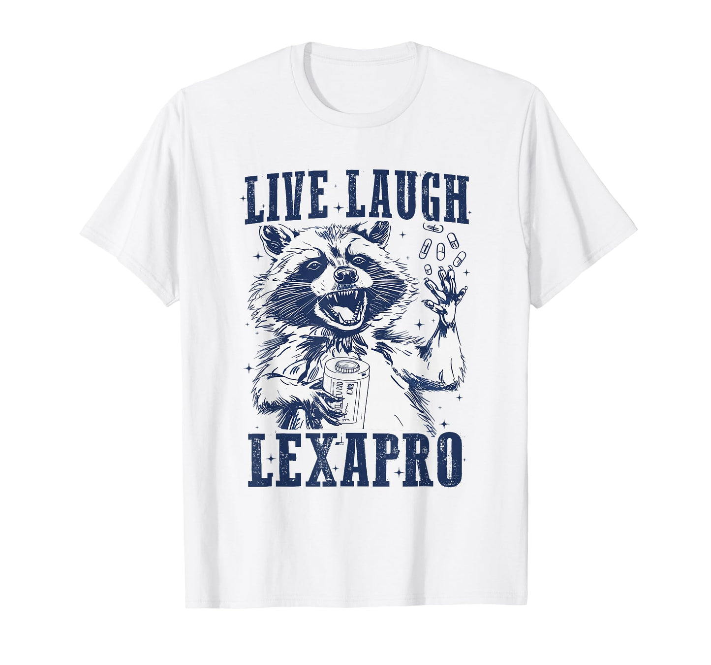 Live Laugh Lexapro Groovy Mental Health Awareness Raccoon T-Shirt