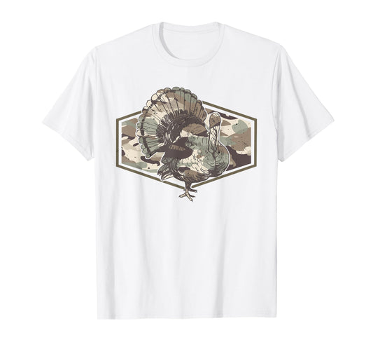 Turkey Camo Hunting, Marsh Old School Turkey Men Fathers Day T-Shirt