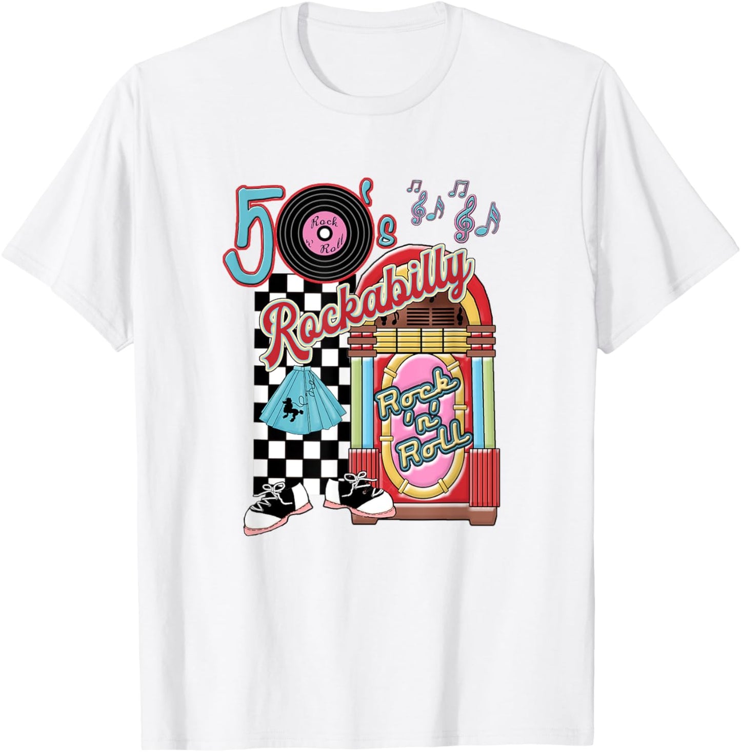 Rockabilly Lets Go To The Hop 1950's Retro Classic Jukebox T-Shirt