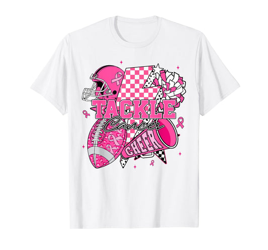 Tackle Football Breast Cancer Awareness Cheer Football Mom T-Shirt