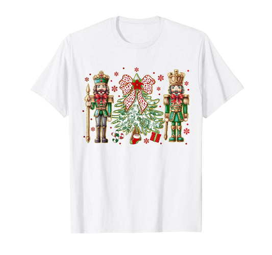 Chinoiserie Christmas Nutcracker Christmas Tree Coquette Bow T-Shirt
