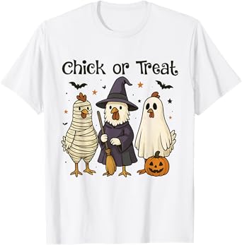 Chick Or Treat Halloween Chicken Ghost Fall Farm Chicken T-Shirt