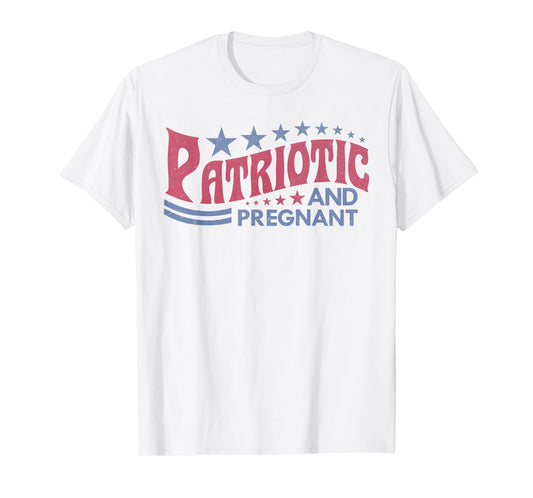 4th of July Pregnancy Announcement Mama Patriotic & Pregnant T-Shirt