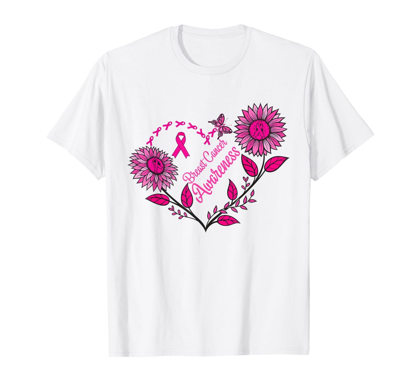 Sunflower Breast Cancer Shirts Pink RibbonMen Women T-Shirt