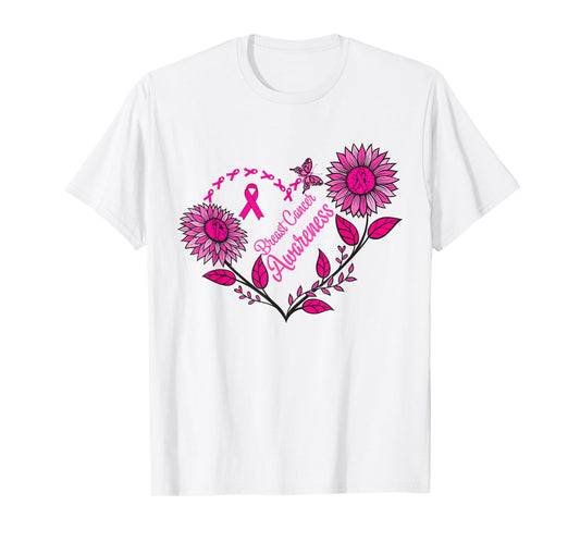 Sunflower Breast Cancer Shirts Pink RibbonMen Women T-Shirt